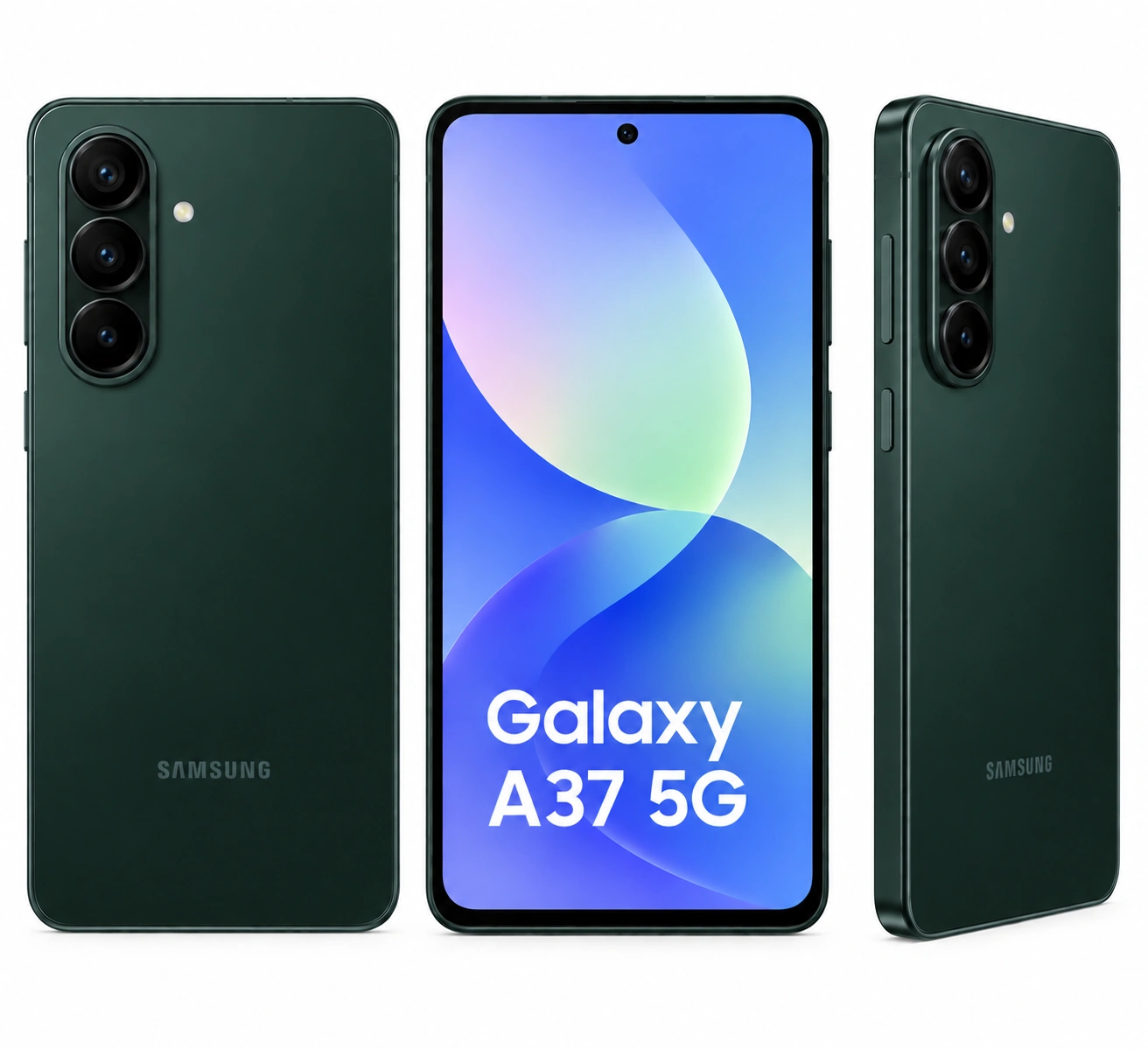 Samsung_Galaxy_A37_5G_Dark_Green_128GB_white_background گوشی موبایل Samsung مدل Galaxy A37 5G (RAM 8) ظرفیت 128GB - سبز تیره (ویتنام) ریجستر شده - تصویر 1